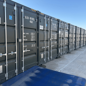 Dark green storge containers in a row