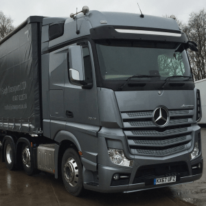 The cab of a J Singh Transport heavy goods vehicle
